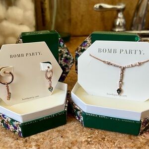 Bomb Party Matching Retro June 2022 Birthday Rainbow Top Necklace & Earrings Set